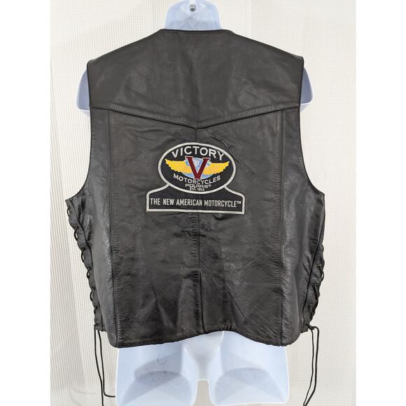 VICTORY MOTORCYCLES/FRONTIER! LUXE LACED SIDE  BLACK GENUINE LEATHER VEST! SZ 50 - Picture 2 of 9